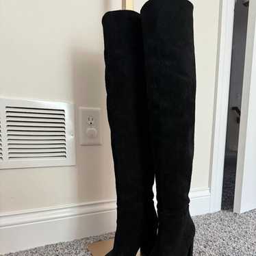 Zara Black Suede Knee High Boots NWOB