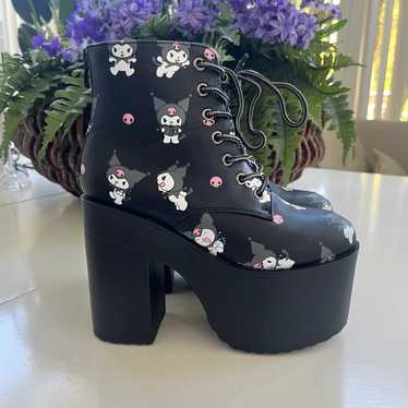 SANRIO KUROMI platform boots SZ 5 Black Lace Up B… - image 1