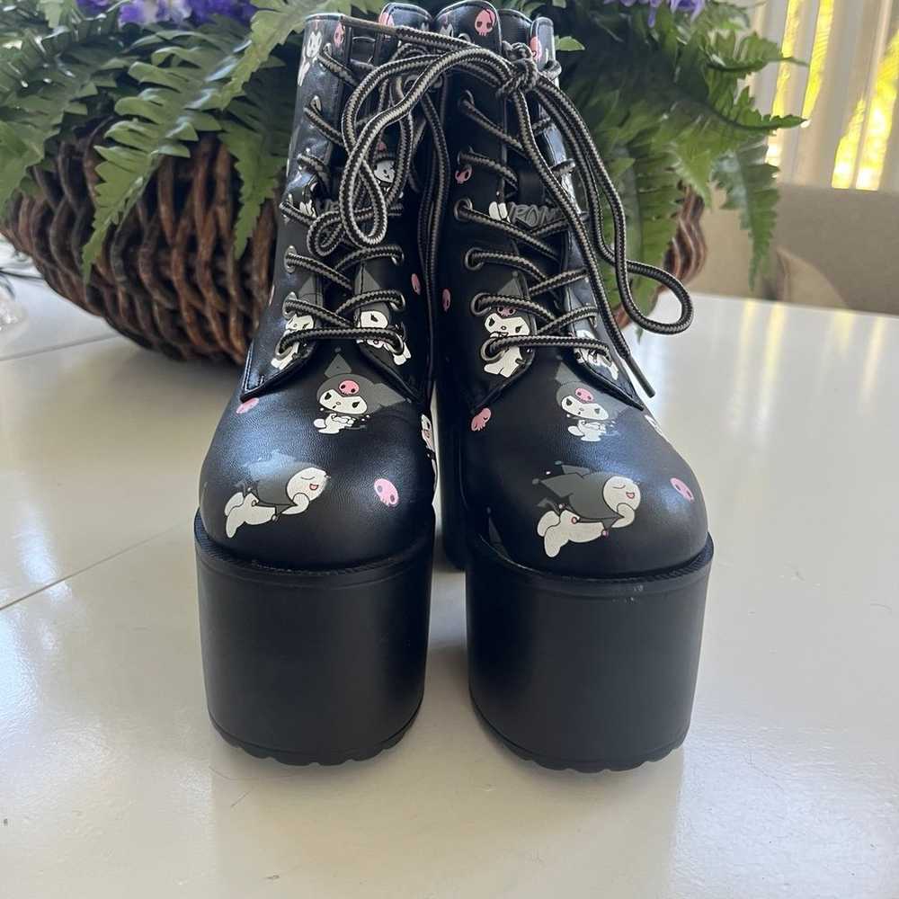 SANRIO KUROMI platform boots SZ 5 Black Lace Up B… - image 2