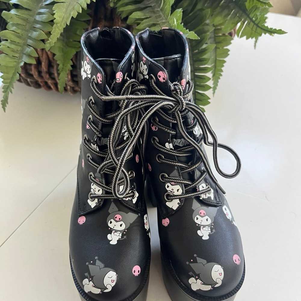 SANRIO KUROMI platform boots SZ 5 Black Lace Up B… - image 3