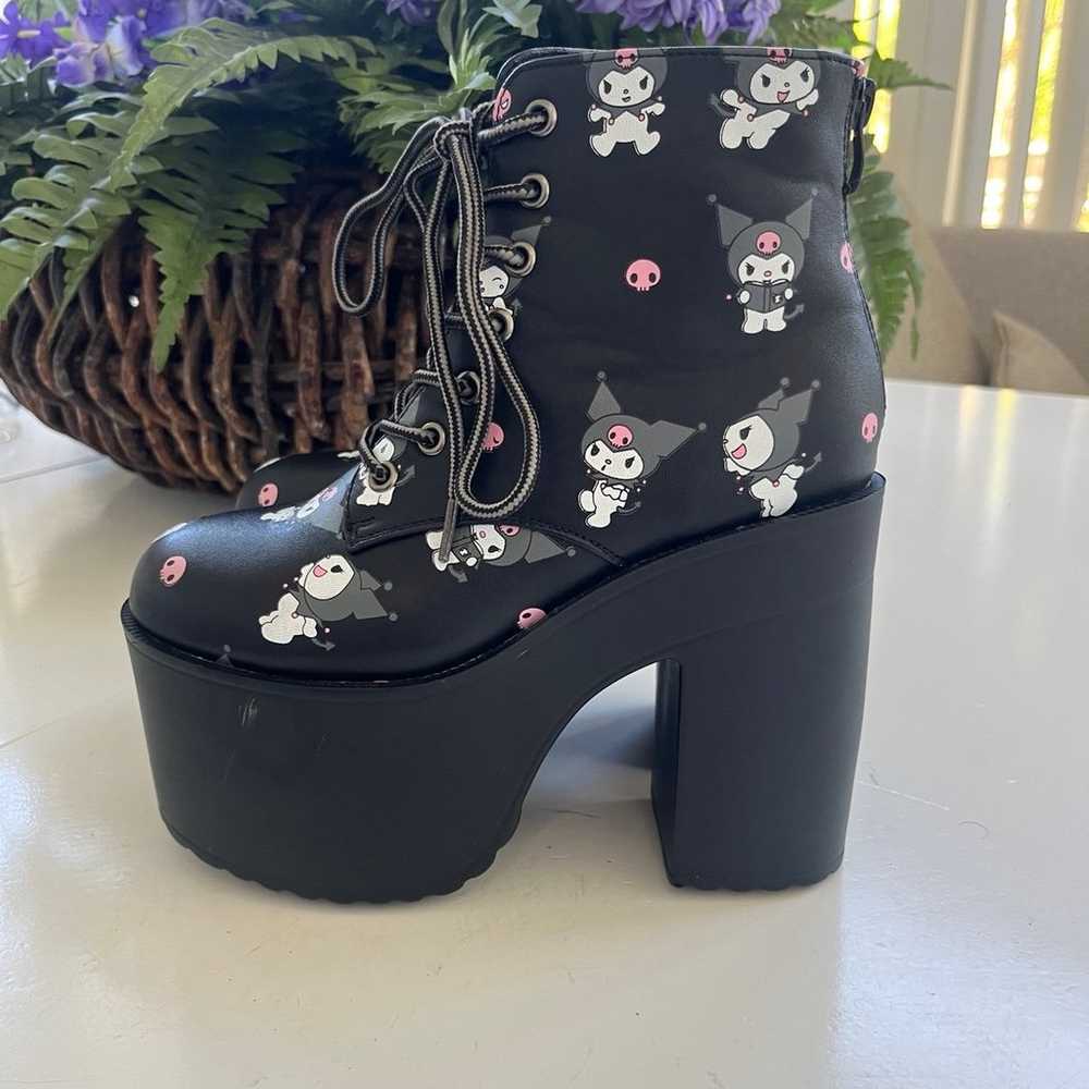 SANRIO KUROMI platform boots SZ 5 Black Lace Up B… - image 5