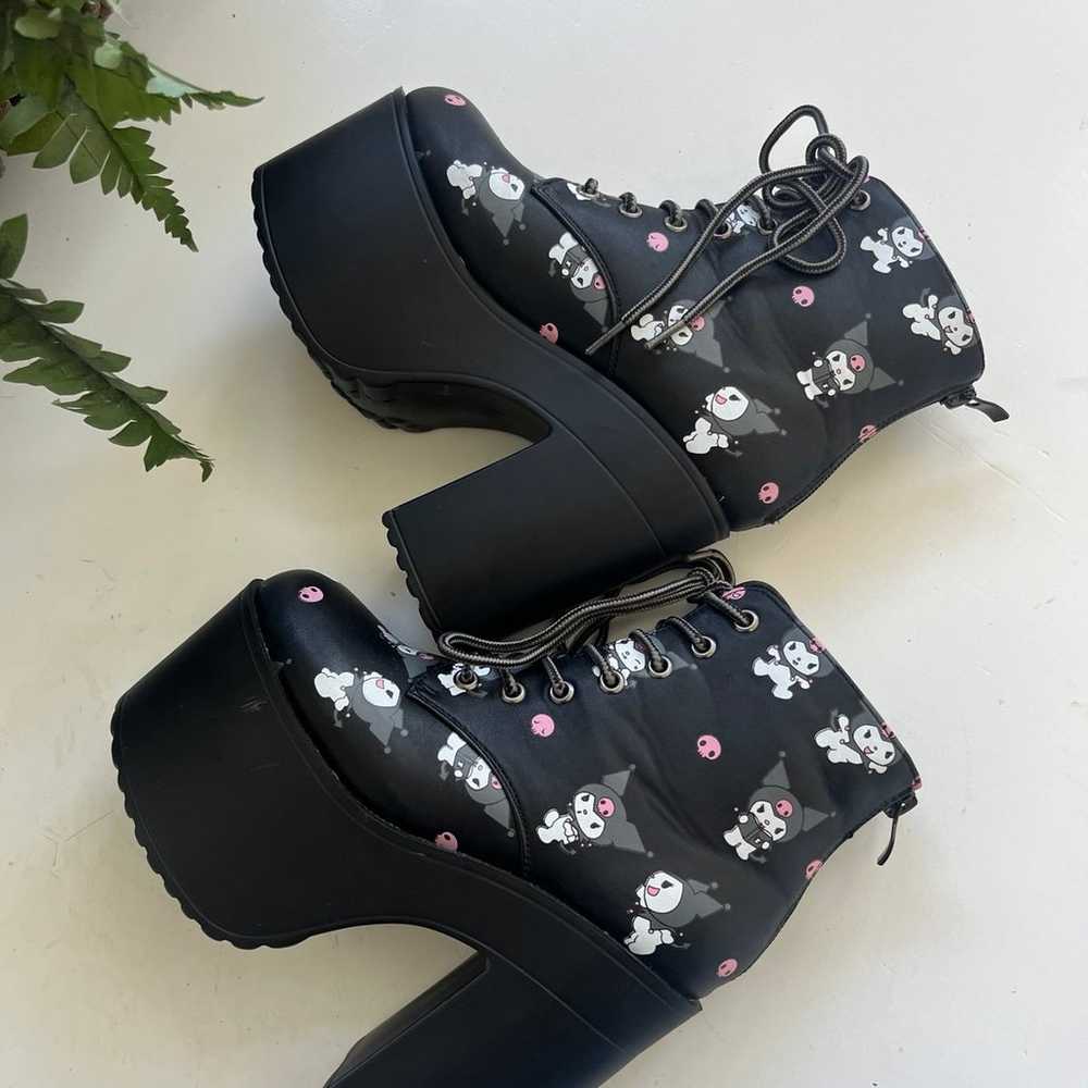 SANRIO KUROMI platform boots SZ 5 Black Lace Up B… - image 7