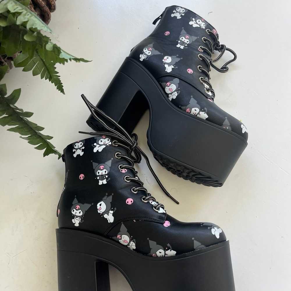 SANRIO KUROMI platform boots SZ 5 Black Lace Up B… - image 8