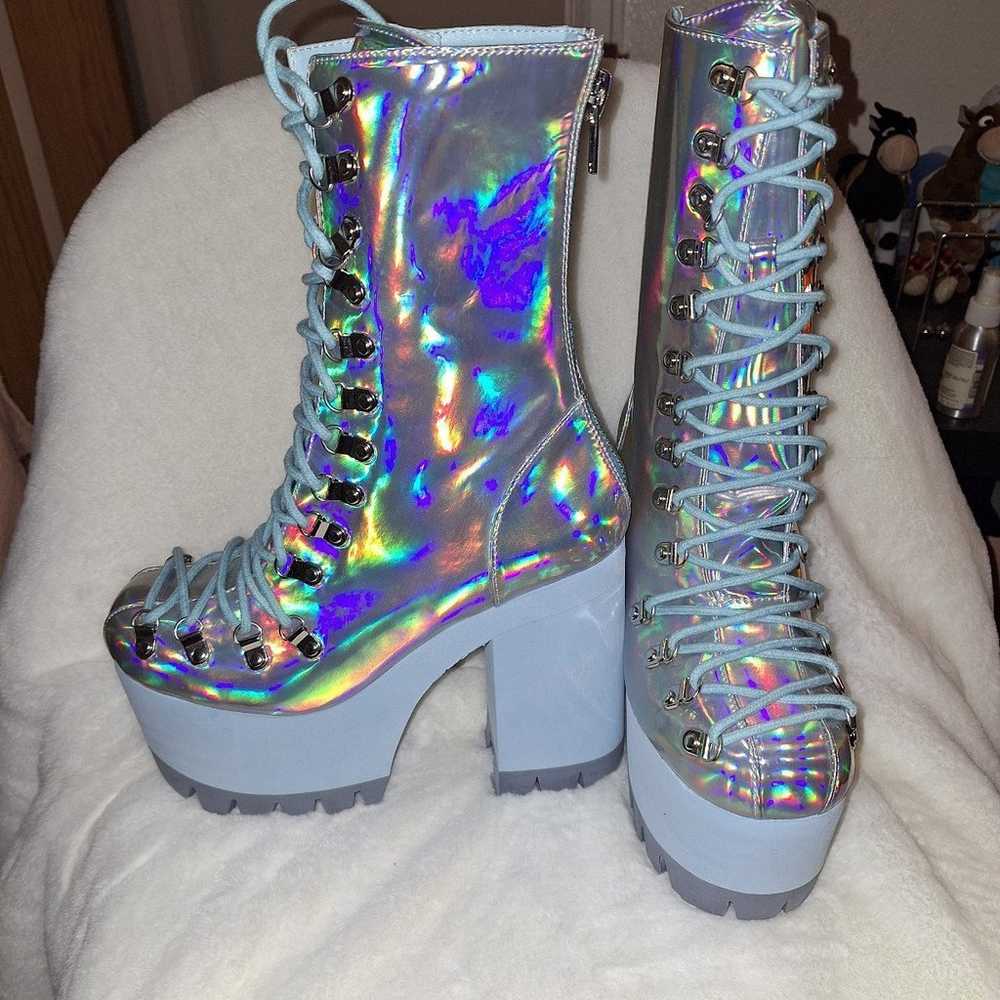 Reflective Ice blue heel boots - image 1