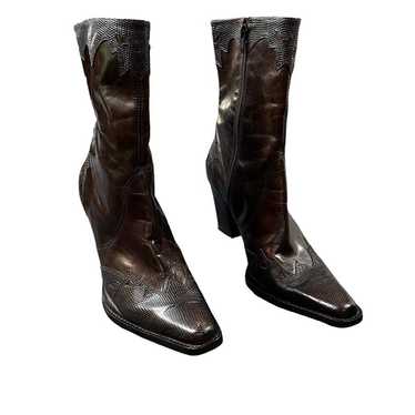 ANTONIO MELANI Brown Western Boots Square Toe Mid… - image 1