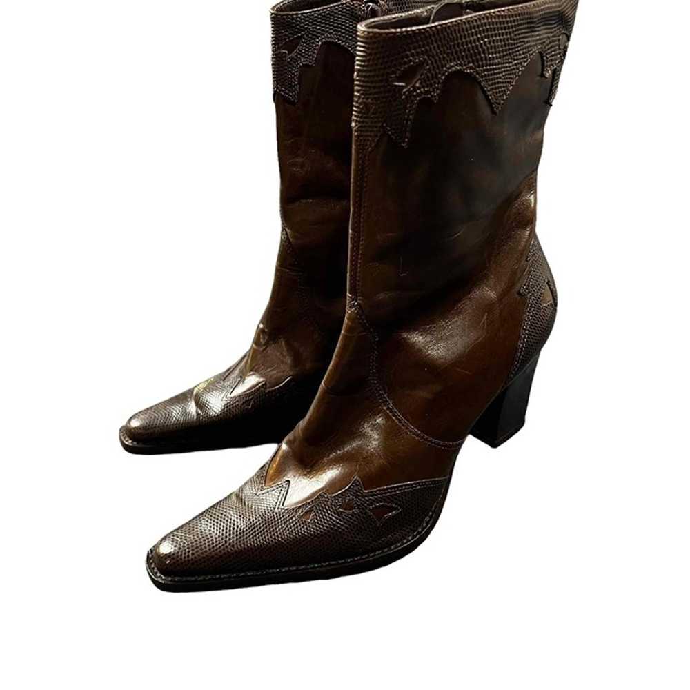 ANTONIO MELANI Brown Western Boots Square Toe Mid… - image 3