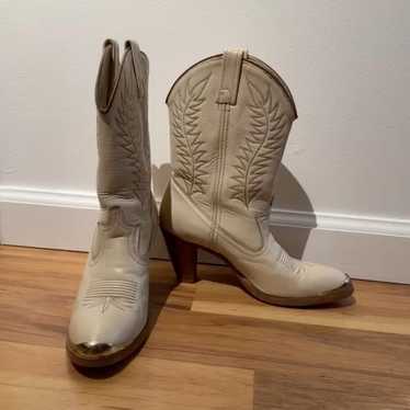 Acme Leather  Off White Western Boots - image 1