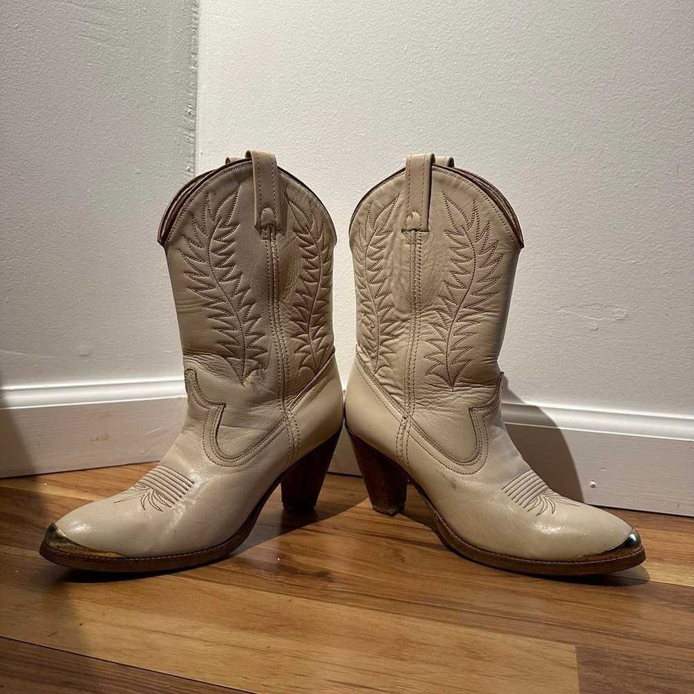 Acme Leather  Off White Western Boots - image 6