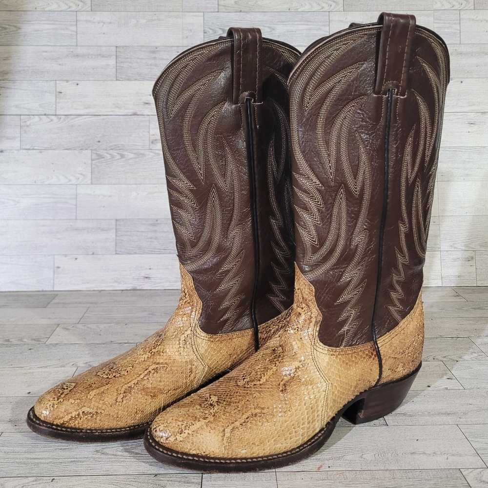 Women's Nocona Western Brown Tan Snakeskin Leathe… - image 1