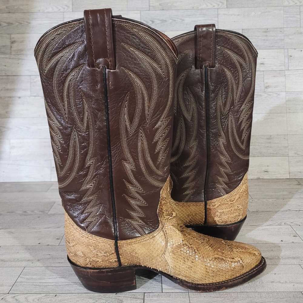 Women's Nocona Western Brown Tan Snakeskin Leathe… - image 5