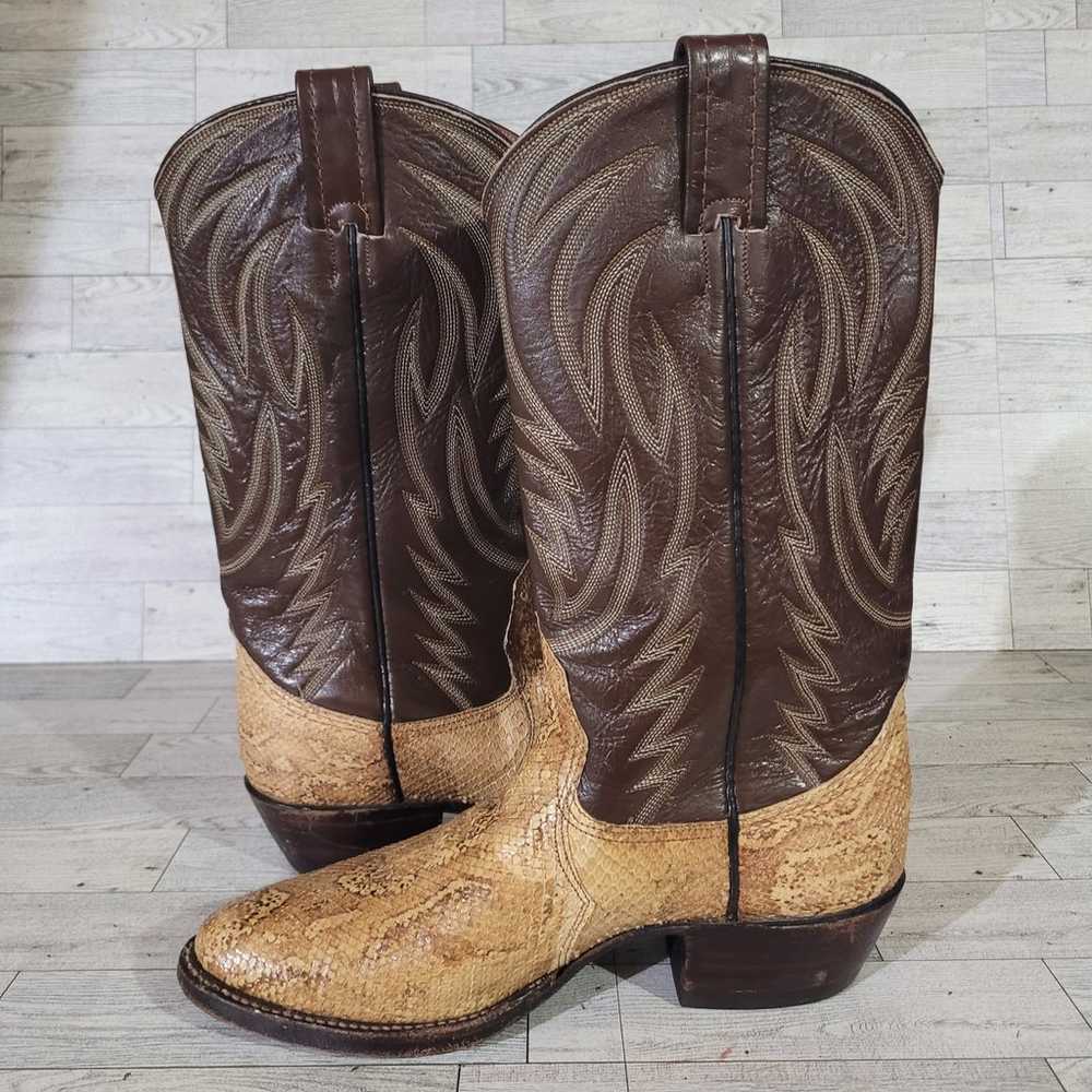 Women's Nocona Western Brown Tan Snakeskin Leathe… - image 6