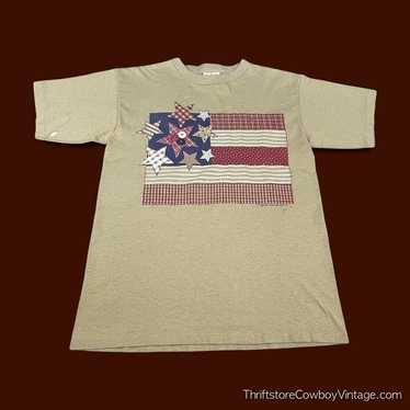 Vintage American Flag Shirt Adult MEDIUM 90s Quil… - image 1