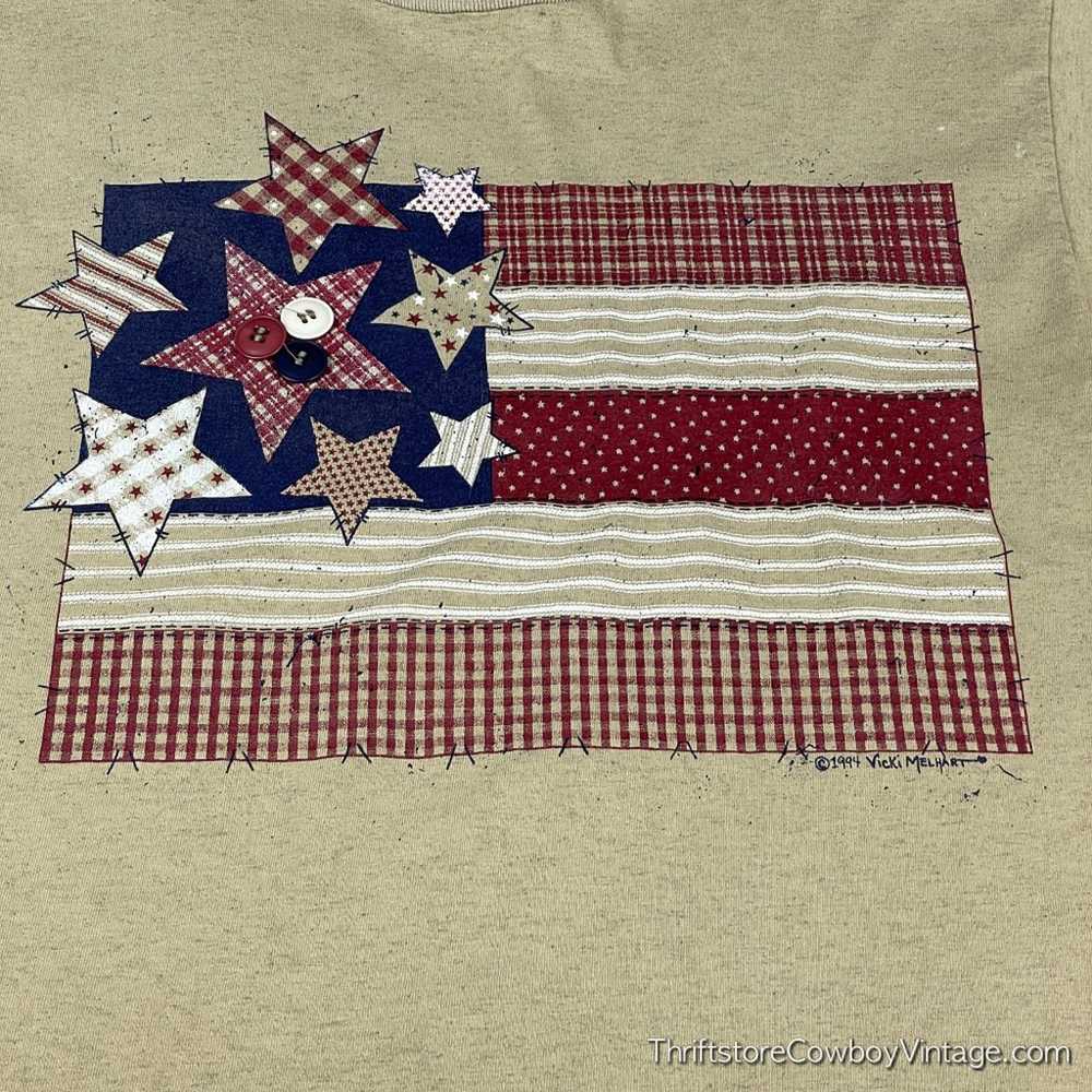 Vintage American Flag Shirt Adult MEDIUM 90s Quil… - image 2