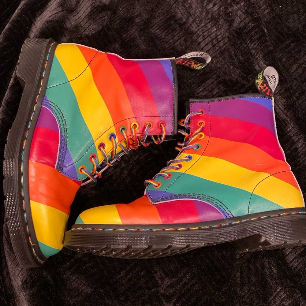 Dr. Marten’s 1460 Rainbow Pride striped boots - image 2