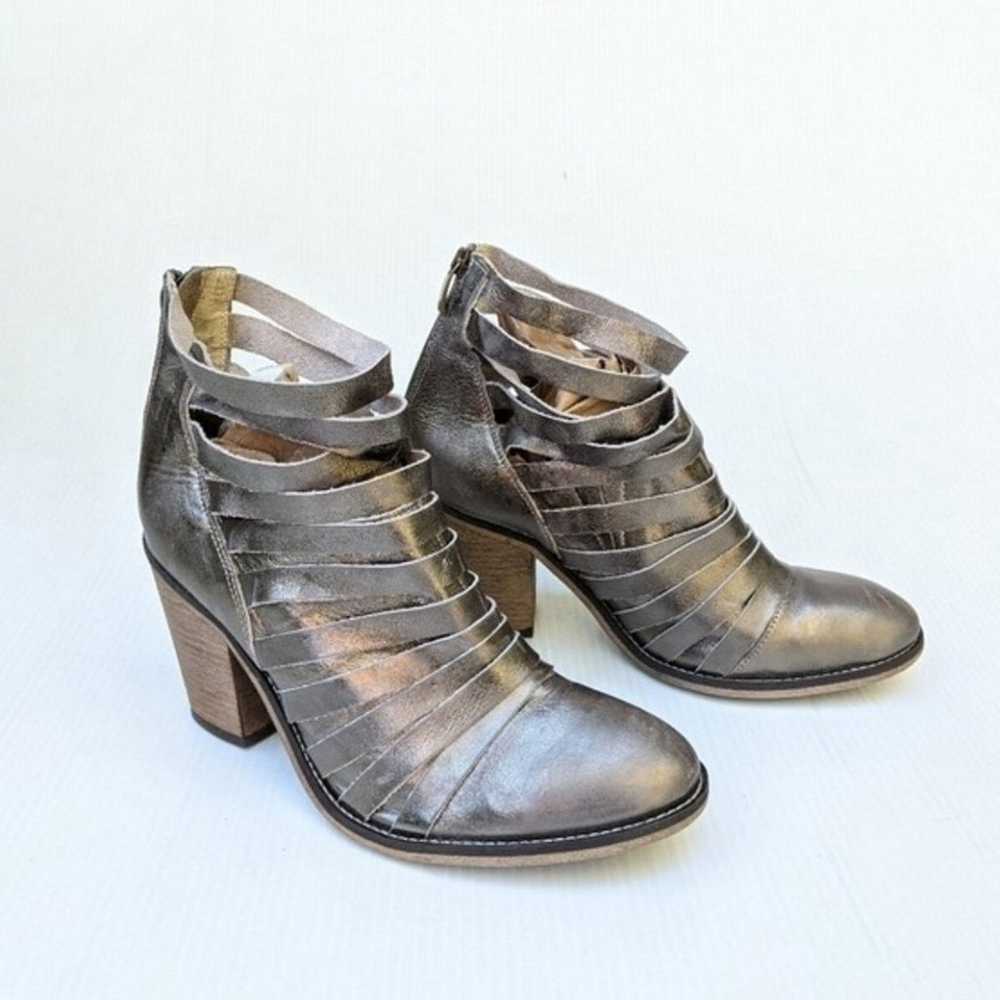 Free People Hybrid Strappy Leather Silver Booties - image 2