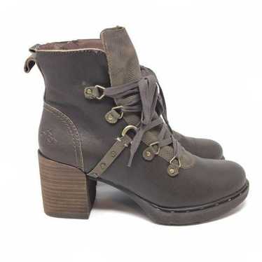 OTBT Oregon Stacked Heel Boots Cocoa Brown Leather