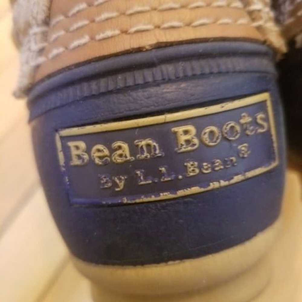 L.L.Bean Original 8" Bean Boots in Tan Navy Water… - image 11