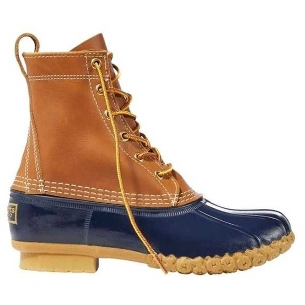 L.L.Bean Original 8" Bean Boots in Tan Navy Water… - image 12