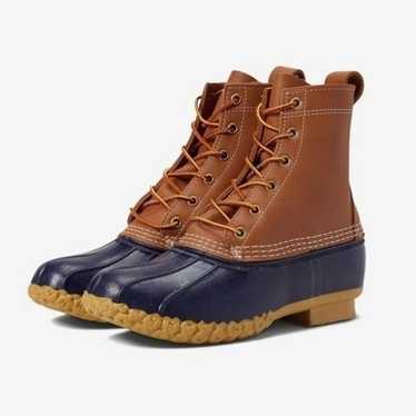 L.L.Bean Original 8" Bean Boots in Tan Navy Water… - image 1