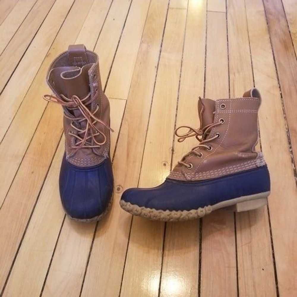 L.L.Bean Original 8" Bean Boots in Tan Navy Water… - image 2