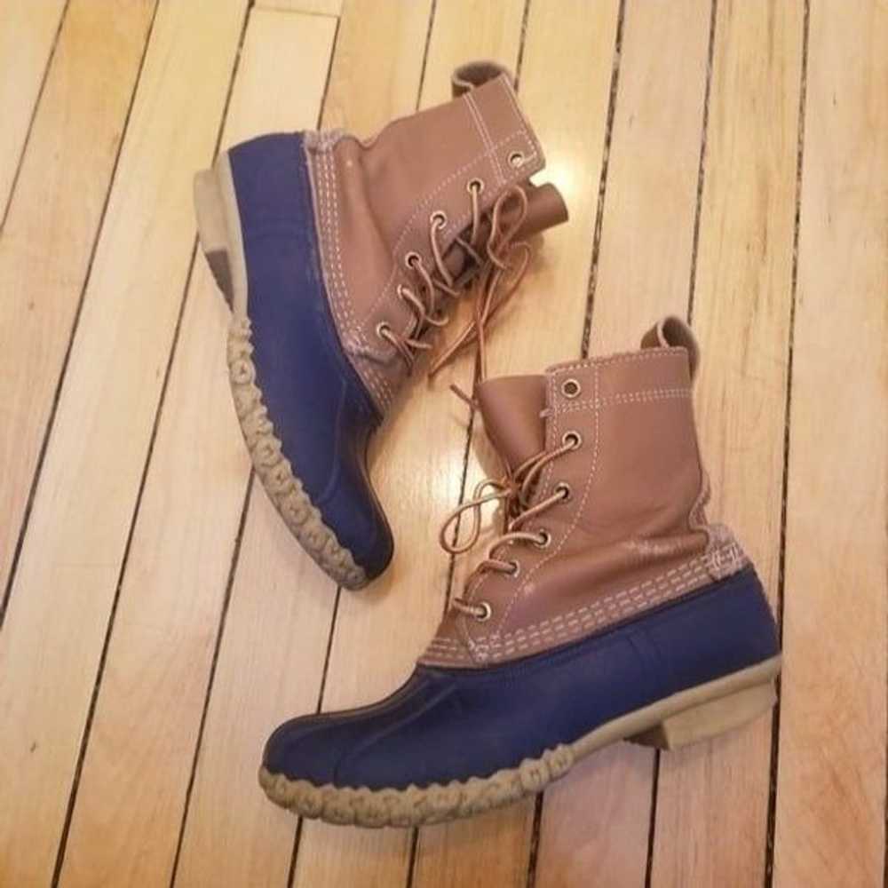 L.L.Bean Original 8" Bean Boots in Tan Navy Water… - image 4