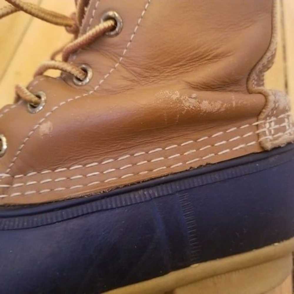 L.L.Bean Original 8" Bean Boots in Tan Navy Water… - image 7