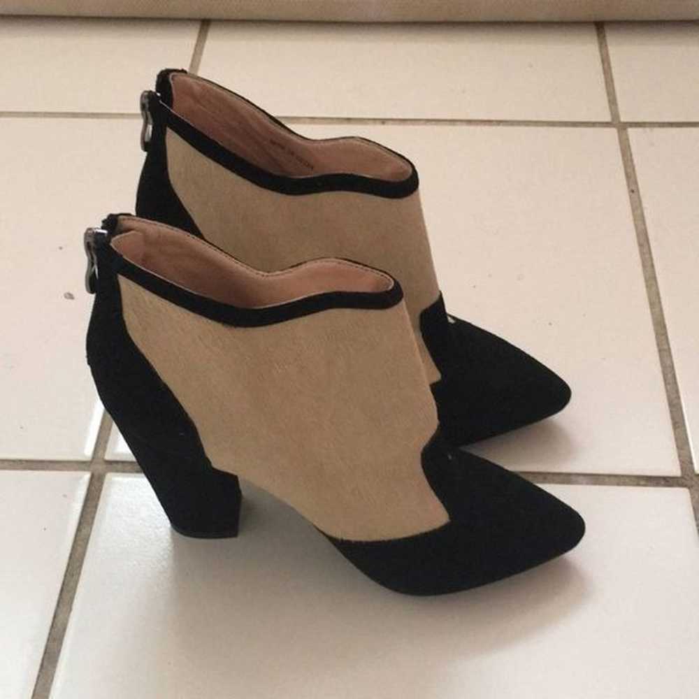 Lola Cruz calf hair color block booties - image 2