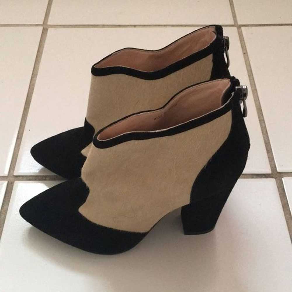 Lola Cruz calf hair color block booties - image 5