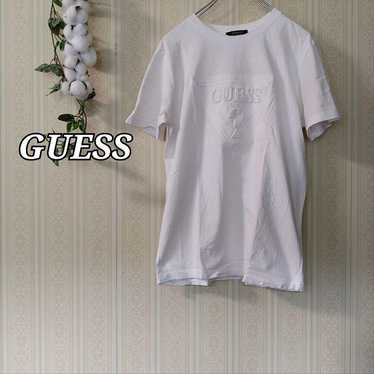 GUESS Men's T-shirt White Embossed Logo Simple M - image 1