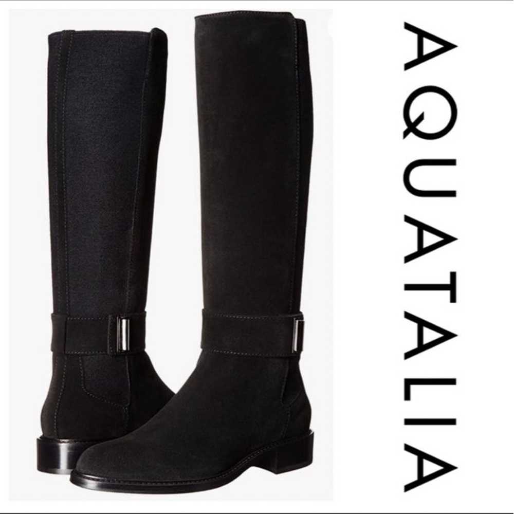 Aquatalia Giada Black Suede Leather Tall Zip Up R… - image 7