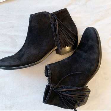 Sam Edelman Paige Fringe Black Suede Bootie