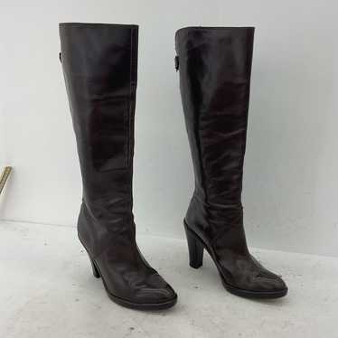 Michael Kors Black Tall Heel Leather Biker Boots … - image 1