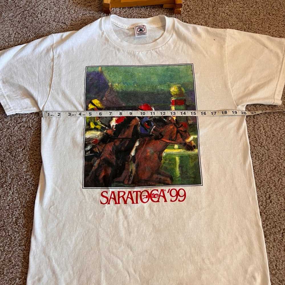 Vintage Saratoga Racetrack Shirt Mens Med White 1… - image 7