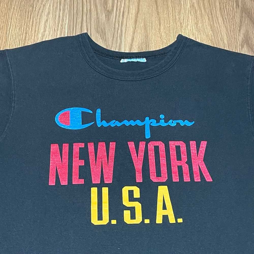 Vintage VTG Champion New York USA T Shirt Black N… - image 2