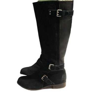 UGG Australia Cyndee Womens Black Leather Suede Z… - image 1