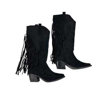 Lady GoDiva - Zuri Fringe Western Boots in Black