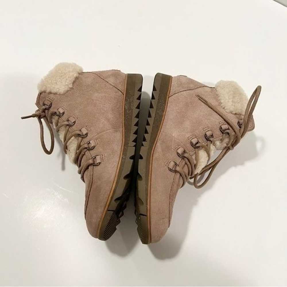 Sorel Harlow Lace Cozy Bootie Tan Suede Sherpa Si… - image 6