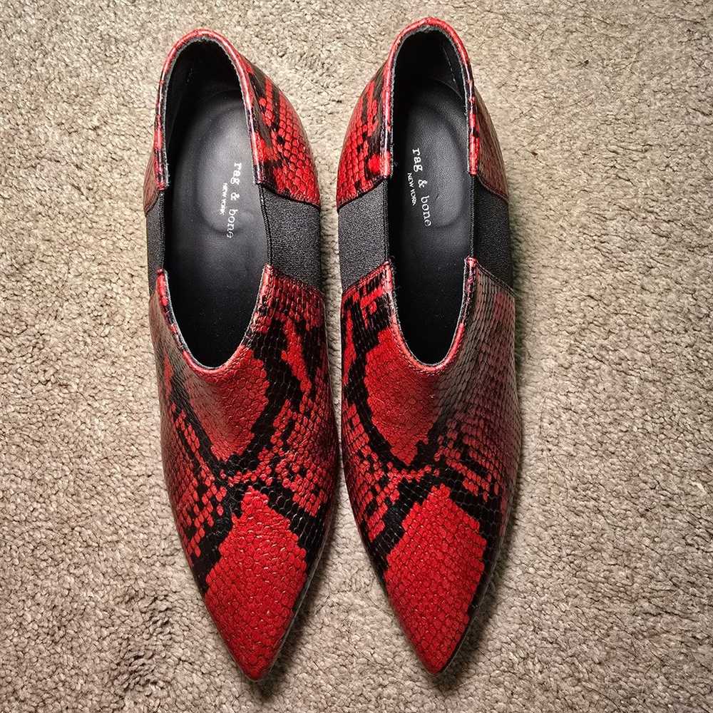 $525 Rag & Bone Beha Red Chelsea Embossed Snake L… - image 5