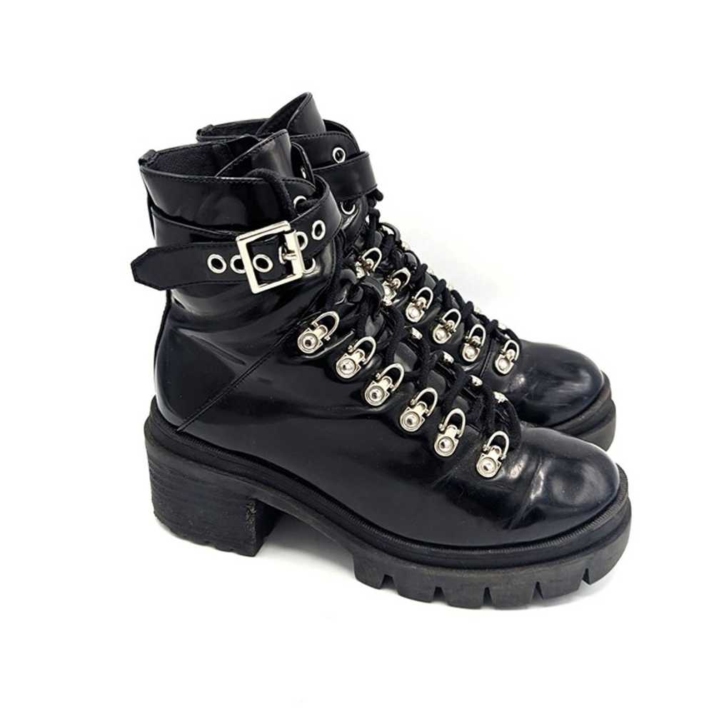 Jeffrey Campbell 7M Combat Czech Boots Black Pate… - image 2