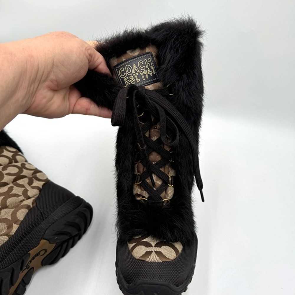 Coach Jennie Black Rabbit Fur Lace-Up Lined Brown… - image 4