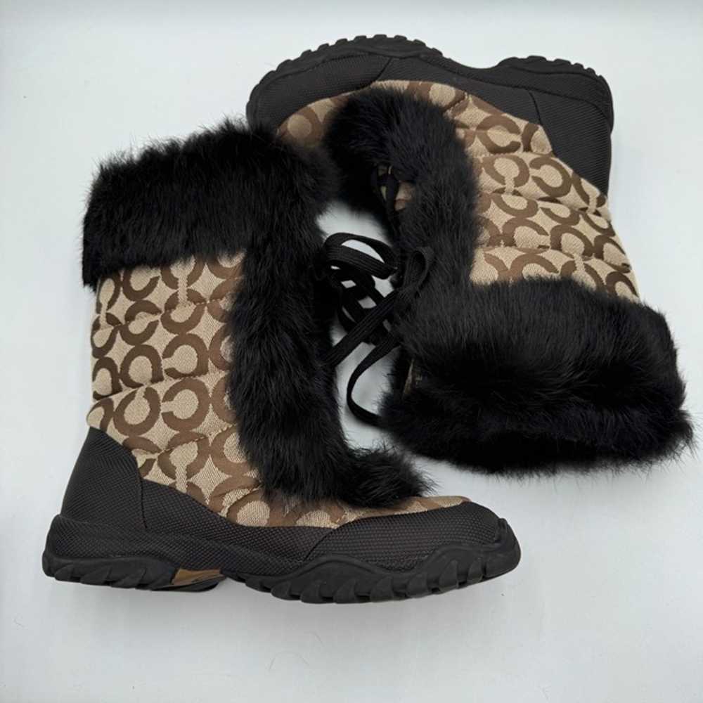 Coach Jennie Black Rabbit Fur Lace-Up Lined Brown… - image 8