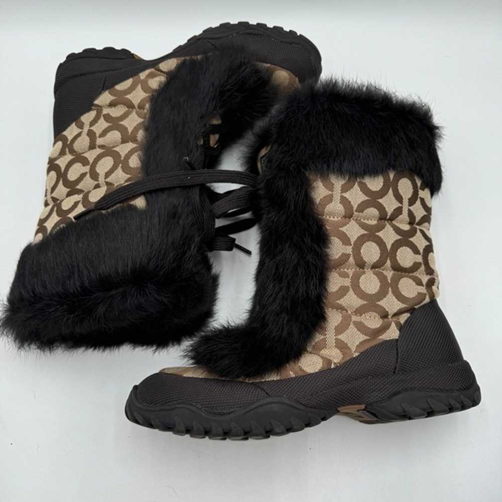 Coach Jennie Black Rabbit Fur Lace-Up Lined Brown… - image 9