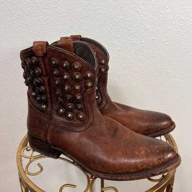 Frye Wyatt Disc Studded Distressed Western Boots … - image 1