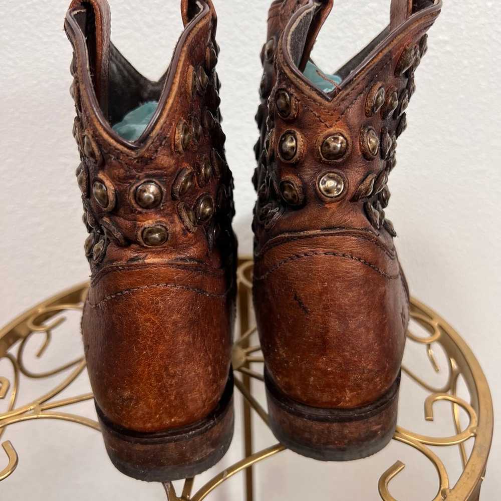 Frye Wyatt Disc Studded Distressed Western Boots … - image 3