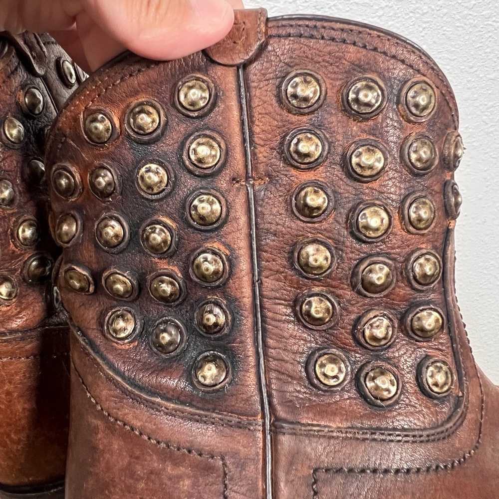 Frye Wyatt Disc Studded Distressed Western Boots … - image 4