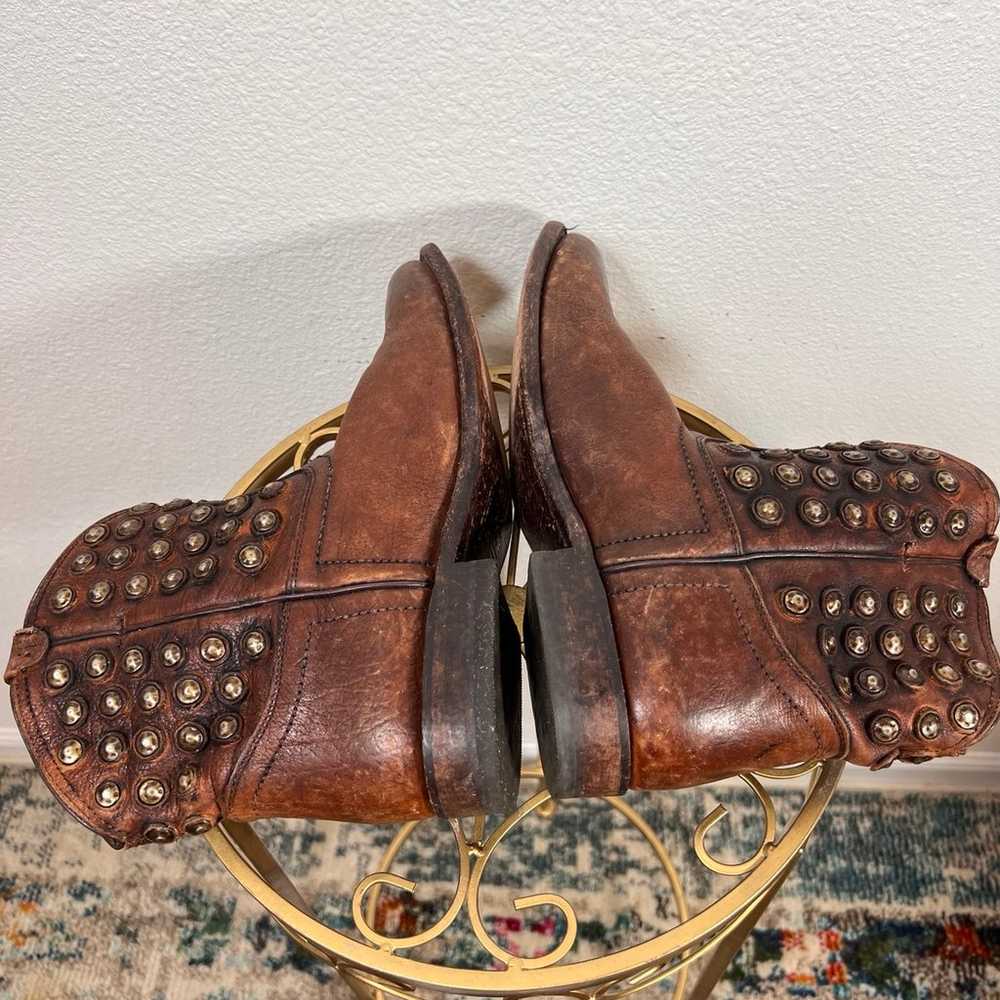 Frye Wyatt Disc Studded Distressed Western Boots … - image 5