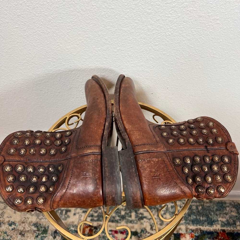 Frye Wyatt Disc Studded Distressed Western Boots … - image 6