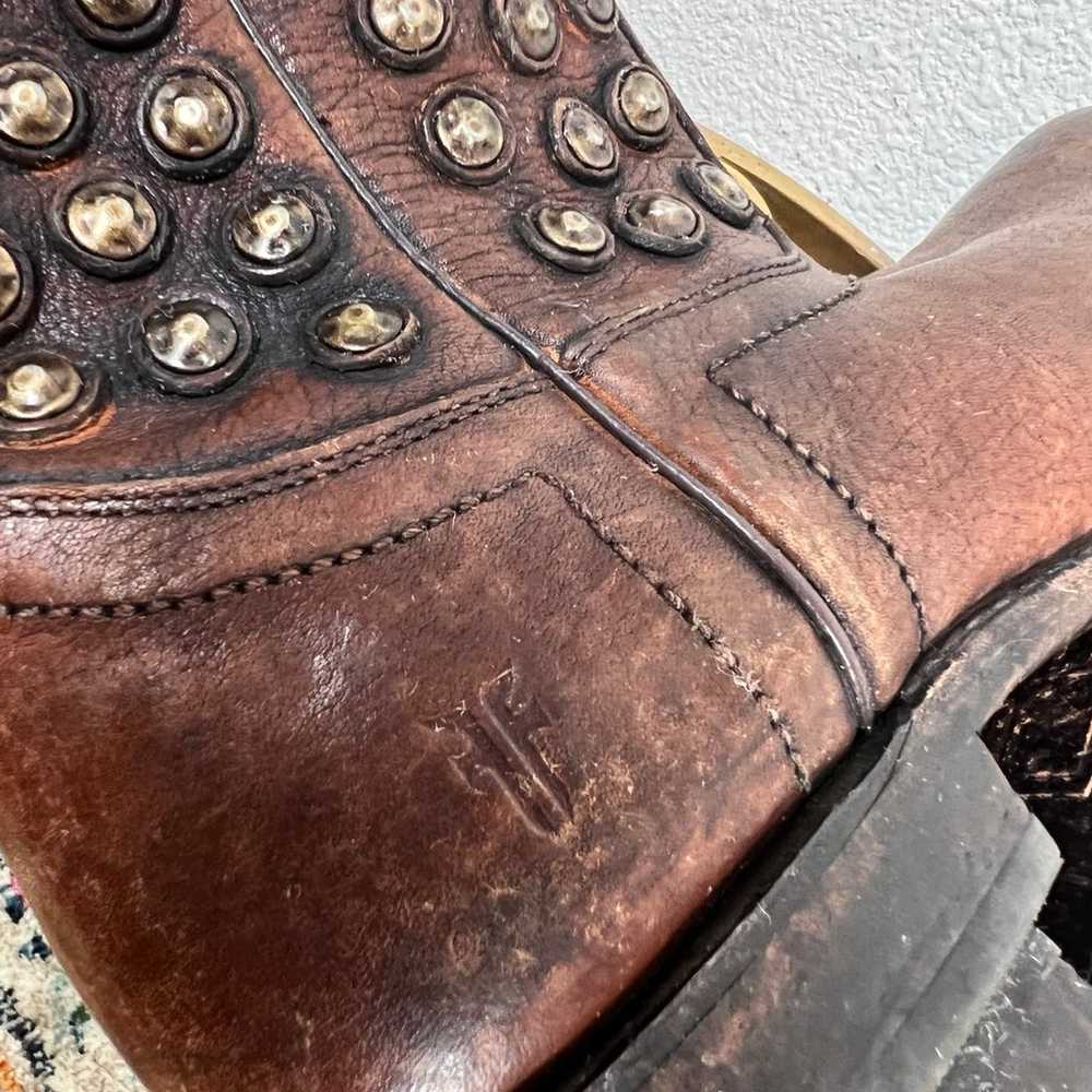 Frye Wyatt Disc Studded Distressed Western Boots … - image 7