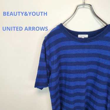 BEAUTY&YOUTH (M) Blue and Black Striped Short Slee