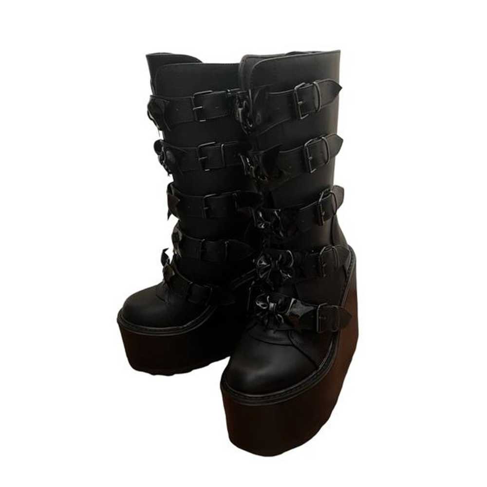 YRU Black Bat Bow Dune Platform Boots (Size 8) - image 5